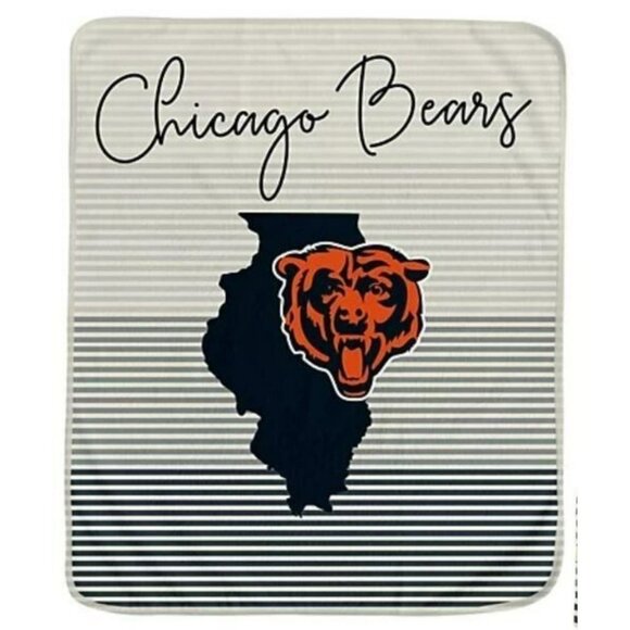 Chicago Bears State Stripe Larger Ultra Soft Plush Throw Blanket NFL Licensed - Picture 1 of 5